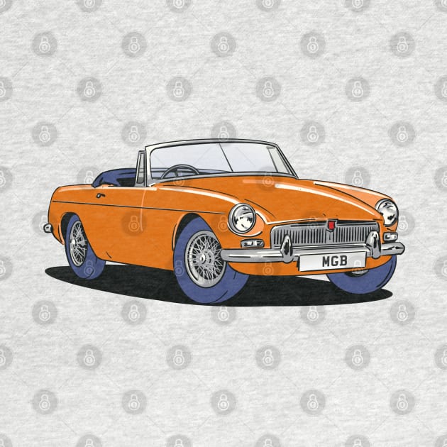 MGB Vintage Classic Car in Orange by Webazoot